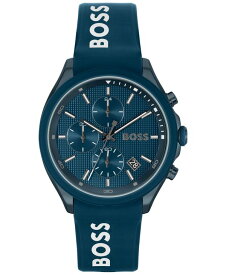 【送料無料】 ボス メンズ 腕時計 アクセサリー Men's Velocity Quartz Fashion Chronograph Blue Silicone Strap Watch 44mm Blue