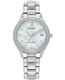 【送料無料】 シチズン レディース 腕時計 アクセサリー Eco-Drive Women's Crystal Stainless Steel Bracelet Watch 34mm Mother Of Pearl