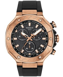 eB\bg Y ANZT[ rv Tissot Men's Swiss Chronograph T-Race Black Strap Watch 45mm Black ubN