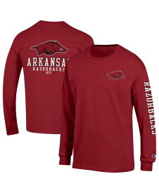 【送料無料】 チャンピオン メンズ Tシャツ トップス Men's Cardinal Arkansas Razorbacks Team Stack Long Sleeve T-shirt Cardinal