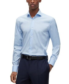 【送料無料】 ヒューゴボス メンズ シャツ トップス BOSS Men's Easy-Iron Cotton-Blend Poplin Slim-Fit Dress Shirt Light, Pastel Blue