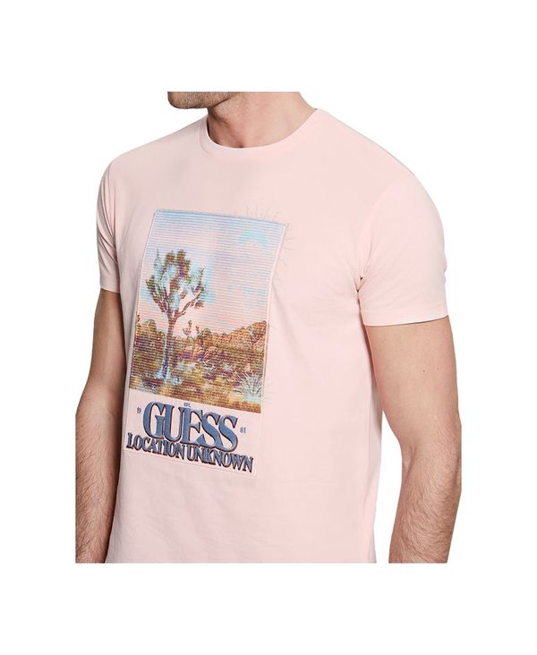 ゲス メンズ Tシャツ トップス Men's Short-Sleeve Crewneck Desert Photo T-Shirt Blush  Cotton Multi トップス