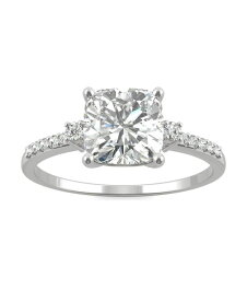 【送料無料】 チャールズ アンド コルバード レディース リング アクセサリー Moissanite Cushion Engagement Ring 1-3/4 ct. t.w. Diamond Equivalent in 14k White Gold White Gold