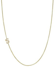 【送料無料】 ゾエレフ レディース ネックレス・チョーカー・ペンダントトップ アクセサリー Diamond Initial Side Pendant Necklace (1/20 ct. t.w.) in 14k Gold, 16" + 2' extender S