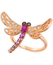 【送料無料】 ル ヴァン レディース リング アクセサリー Multi-Gemstone (3/8 ct. t.w.) & Diamond (1/6 ct. t.w.) Dragonfly Ring in 14k Rose Gold No Color