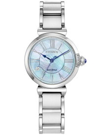 【送料無料】 シチズン レディース 腕時計 アクセサリー Eco-Drive Women's Diamond Accent Stainless Steel Bracelet Watch 30mm Silver-tone