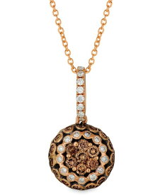 【送料無料】 ル ヴァン レディース ネックレス・チョーカー・ペンダントトップ アクセサリー Chocolate Diamond (5/8 ct. t.w.) & Vanilla Diamond (1/4 ct. t.w.) Halo 18" Pendant Necklace in 14k Rose Gold 14K Strawberry Gold Pendant