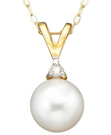 【送料無料】 ベル ドゥ メール レディース ネックレス・チョーカー・ペンダントトップ アクセサリー Pearl Cultured Freshwater Pearl (6-1/2mm) and Diamond Accent Pendant Necklace in 14k Gold Gold