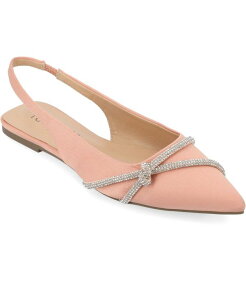 �W�����l �R���N�V���� ���f�B�[�X �V���[�Y �p���v�X Journee Collection Women's Rebbel Rhinestone Knot Slingback Flats Rose