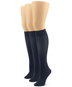 �q���[ ���f�B�[�X �A���_�[�E�F�A �C�� Hue Women's 3-Pk. Soft Opaque Knee-High Socks Navy Pack �l�C�r�[
