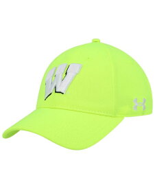 【送料無料】 アンダーアーマー メンズ 帽子 アクセサリー Men's Neon Green Wisconsin Badgers Signal Caller Performance Adjustable Hat Neon Green