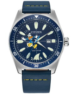V`Y Y ANZT[ rv U[ Citizen Eco-Drive Men's Donald Duck Blue Leather Strap Watch 42mm