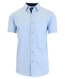 【送料無料】 ギャラクシーバイハルビック メンズ シャツ トップス Men's Slim-Fit Short Sleeve Solid Dress Shirts Light Blue