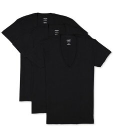 【送料無料】 ツーイグジスト メンズ シャツ トップス Men's Slim-Fit Deep V-Neck 3 Pack Undershirt Black