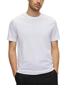 【送料無料】 ヒューゴボス メンズ Tシャツ トップス BOSS Men's Cotton-Blend Bubble-Jacquard Structure T-shirt White