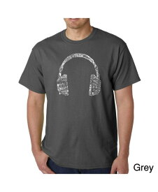 【送料無料】 エルエーポップアート メンズ Tシャツ トップス Mens Word Art T-Shirt - Headphones - Music in Different Languages Gray