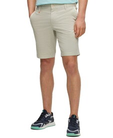 【送料無料】 ヒューゴボス メンズ ハーフパンツ・ショーツ ボトムス BOSS Men's Slim-Fit Printed Stretch-Cotton Twill Shorts Light Beige