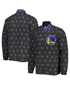 X^[^[ Y AE^[ WPbgEu] Te WPbg Starter Men's Black Golden State Warriors In-Field Play Fashion Satin Full-Zip Varsity Jacket Black ubN