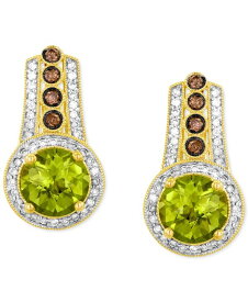 【送料無料】 ル ヴァン レディース ピアス・イヤリング アクセサリー Green Apple Peridot (3-7/8 ct. t.w.), Chocolate Diamonds (1-/6 ct. t.w.) & Vanilla Diamonds (1/3 ct. t.w.) Earrings in 14k Yellow Gold No Color