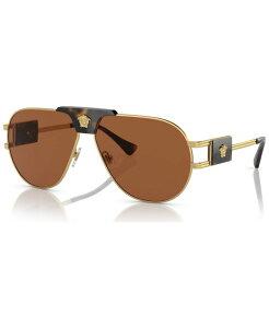 yz FT[` Y TOXEACEFA ANZT[ Men's Sunglasses, VE225263-X 63 Gold-Tone, Dark Brown