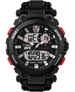 ^CbNX Y ANZT[ rv Timex UFC Men's Quartz Impact Resin Black Watch 50mm Black ubN
