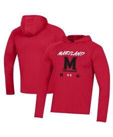 【送料無料】 アンダーアーマー メンズ Tシャツ トップス Men's Red Maryland Terrapins On Court Shooting Long Sleeve Hoodie T-shirt Red