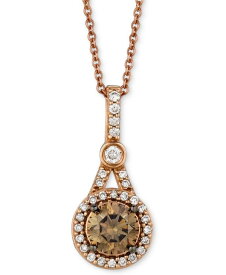 【送料無料】 ル ヴァン レディース ネックレス・チョーカー・ペンダントトップ アクセサリー Chocolate Diamond (5/8 ct. t.w.) & Vanilla Diamond (1/4 ct. t.w.) Halo 18" Pendant Necklace in 14k Rose Gold 14K Strawberry Gold Pendant