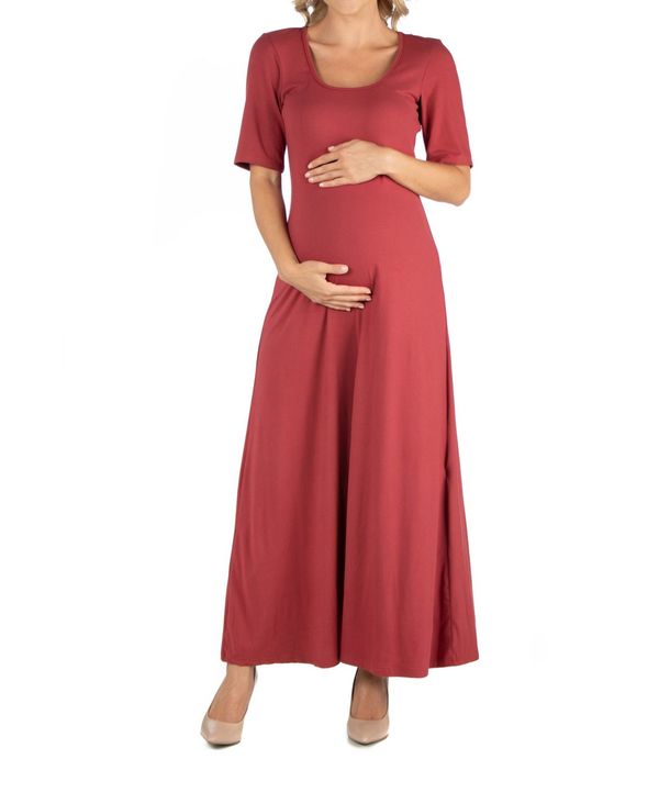 24セブンコンフォート レディース ワンピース トップス Casual Maternity Maxi Dress with Sleeves Brick  - lauha.fi