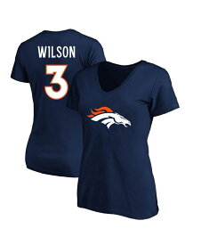 【送料無料】 ファナティクス レディース Tシャツ トップス Women's Branded Russell Wilson Navy Denver Broncos Plus Size Player Name & Number V-Neck T-shirt Navy