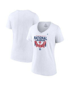 yz t@ieBNX fB[X TVc gbvX Women's Branded White Philadelphia Phillies 2022 National League Champions Locker Room Plus Size V-Neck T-shirt White