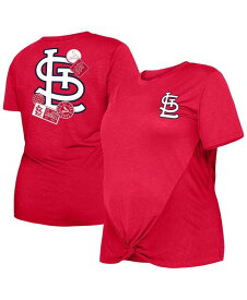 【送料無料】 ニューエラ レディース Tシャツ トップス Women's Red St. Louis Cardinals Plus Size Two-Hit Front Knot T-shirt Red