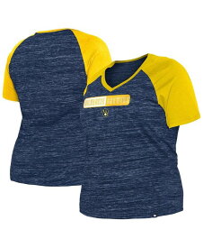 【送料無料】 ニューエラ レディース Tシャツ トップス Women's Navy Milwaukee Brewers Plus Size Space Dye Raglan V-Neck T-shirt Navy