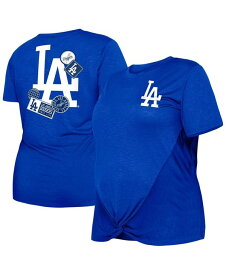 【送料無料】 ニューエラ レディース Tシャツ トップス Women's Royal Los Angeles Dodgers Plus Size Two-Hit Front Knot T-shirt Royal