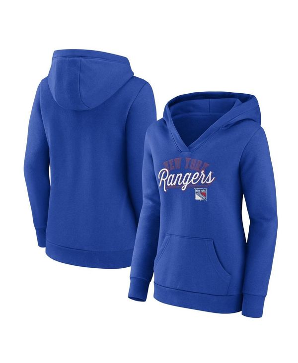 偉大な ファナティクス レディース パーカー スウェット フーディー アウター Women's Branded Blue New York  Rangers Simplicity Crossover V-Neck Pullover Hoodie