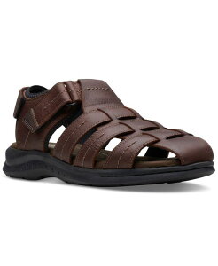 【送料無料】 クラークス メンズ サンダル シューズ Men's Walkford Fish Tumbled Leather Sandals Brown Tumbled