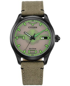 【送料無料】 シチズン メンズ 腕時計 アクセサリー Eco-Drive Men's Star Wars Yoda Beige Nylon Strap Watch 42mm Beige