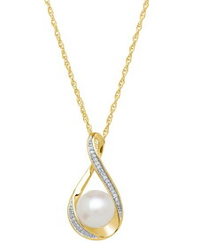 【送料無料】 ホノラ レディース ネックレス・チョーカー・ペンダントトップ アクセサリー Cultured Freshwater Pearl (9mm) and Diamond Accent Pendant 18" Necklace in 14k Gold Gold