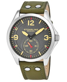 【送料無料】 ストゥーリング メンズ 腕時計 アクセサリー Original Men's Quartz, Silver Case, Grey Dial Watch on A Light Brown Genuine Leather Strap With White Contrast Stitching Green