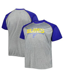 【送料無料】 プロファイル メンズ Tシャツ トップス Men's Heather Gray St. Louis Blues Big and Tall Logo Raglan T-shirt Heather Gray