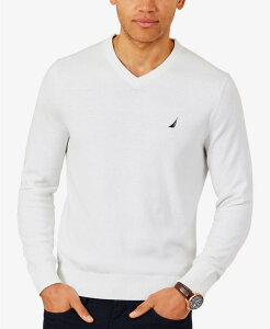 �i�E�e�B�J �����Y �A�E�^�[ �j�b�g�E�Z�[�^�[ V�l�b�N �Z�[�^�[ Nautica Men's Navtech Performance Classic-Fit Soft V-Neck Sweater Marshmallow White �z���C�g