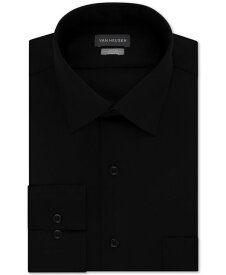 【送料無料】 ヴァンハウセン メンズ シャツ トップス Men's Fitted Stretch Wrinkle Free Sateen Solid Dress Shirt Black