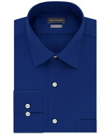 【送料無料】 ヴァンハウセン メンズ シャツ トップス Men's Fitted Stretch Wrinkle Free Sateen Solid Dress Shirt Blue Velvet