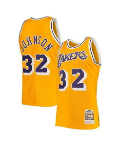 �~�b�`�F��&�l�X �����Y �g�b�v�X �V���c �W���[�W�[ Mitchell & Ness Men's Magic Johnson Gold Los Angeles Lakers 1984/85 Hardwood Classics Authentic Jersey Gold �S�[���h