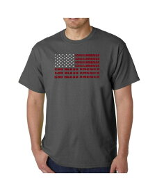 【送料無料】 エルエーポップアート メンズ Tシャツ トップス Men's God Bless America Word Art T-Shirt Gray