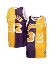 【送料無料】 ミッチェル&ネス メンズ シャツ トップス Men's Magic Johnson Purple, Gold Los Angeles Lakers Big and Tall Hardwood Classics 1984-85 Split Swingman Jersey Purple, Gold