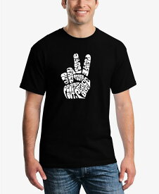 【送料無料】 エルエーポップアート メンズ Tシャツ トップス Men's Word Art Peace Out T-shirt Black
