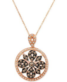 【送料無料】 ル ヴァン レディース ネックレス・チョーカー・ペンダントトップ アクセサリー Chocolate Diamond (5/8 ct. t.w.) & Vanilla Diamond (1/4 ct. t.w.) Mandala 18" Pendant Necklace in 14k Rose Gold 14K Strawberry Gold Pendant
