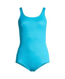 【送料無料】 ランズエンド レディース 上下セット 水着 Women's Petite Tummy Control Scoop Neck Soft Cup Tugless One Piece Swimsuit Turquoise