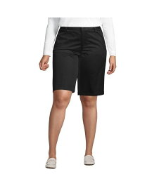 【送料無料】 ランズエンド レディース ハーフパンツ・ショーツ ボトムス School Uniform Women's Plus Size Plain Front Blend Chino Shorts Black