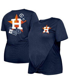 【送料無料】 ニューエラ レディース Tシャツ トップス Women's Navy Houston Astros Plus Size Two-Hit Front Knot T-shirt Navy